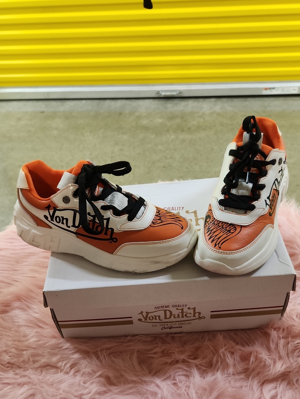 Von Dutch Orange, White & Black Logo Sneakers